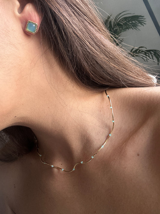 Gold Plated Mint Bead Necklace
