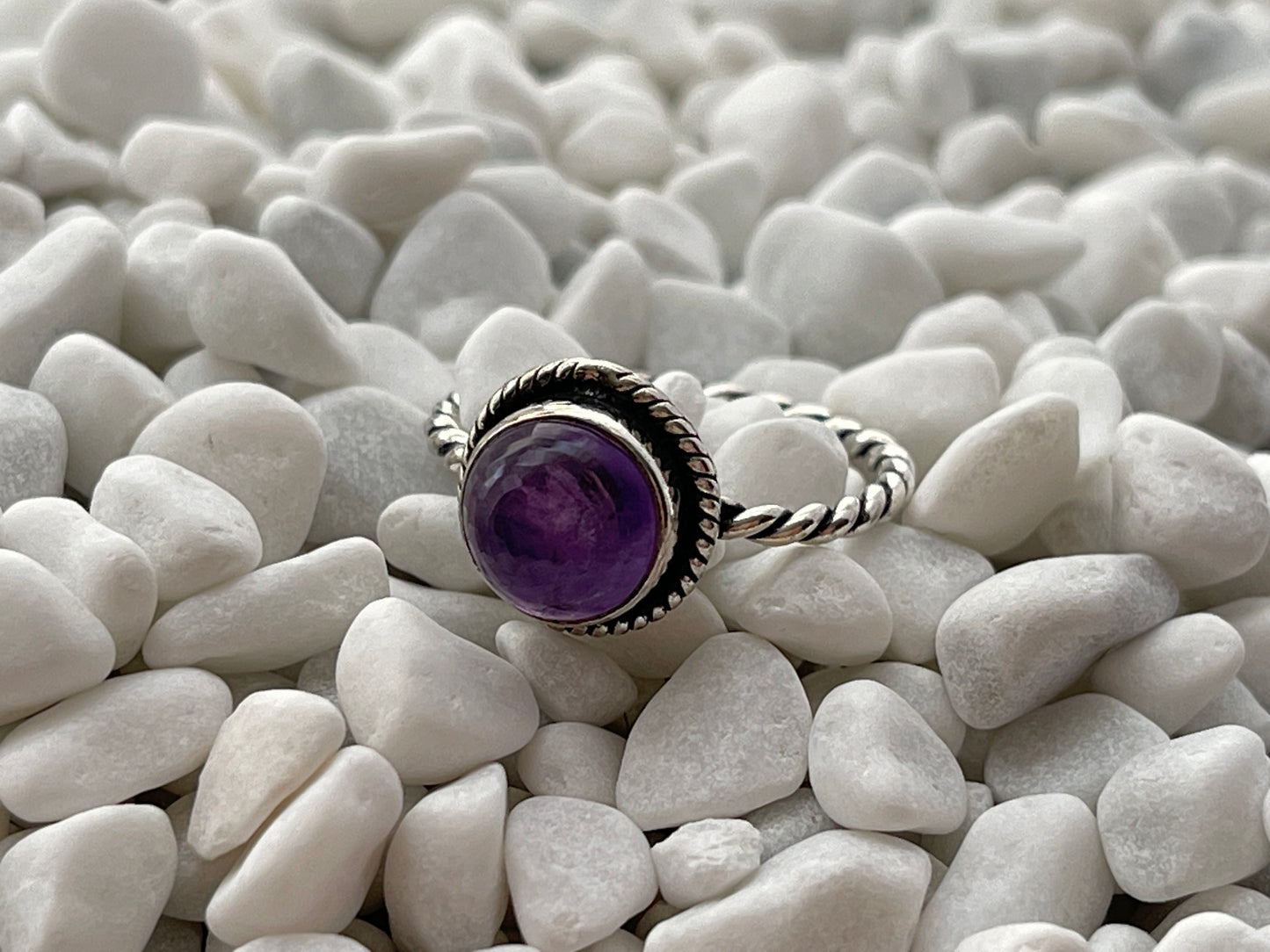 Amethyst Sterling Silver Boho Ring