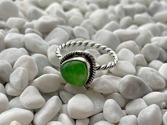 Green Jade Silver Kite Ring