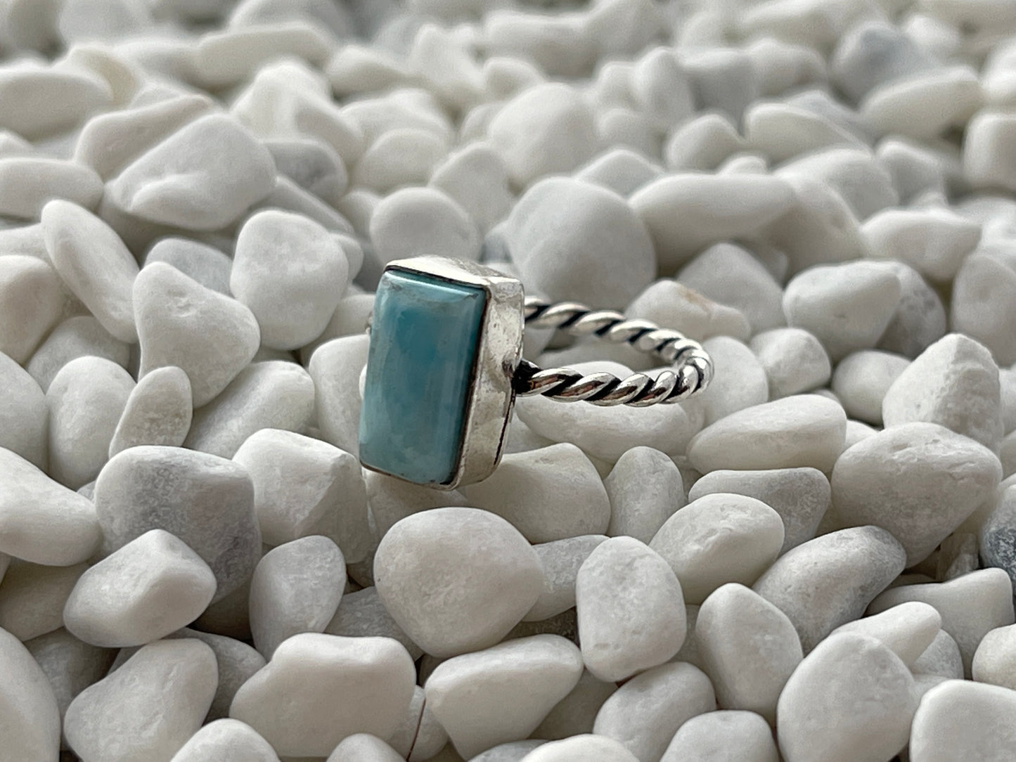 Larimar Sterling Silver Rectangle Ring.