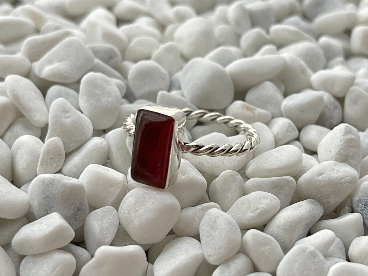 Red Onyx Sterling Silver Rectangle Ring