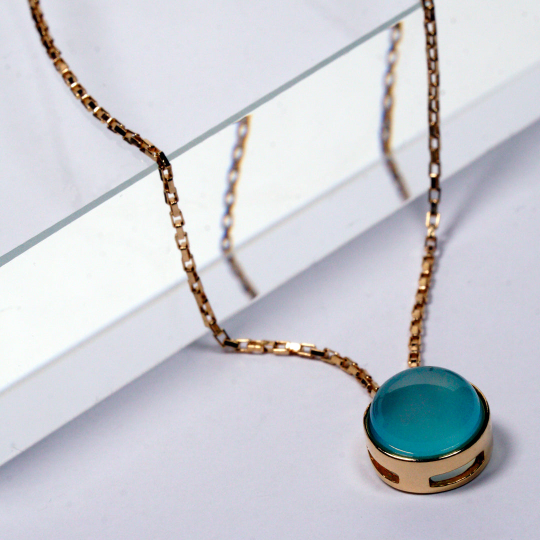 Aqua Agate Pendant Necklace
