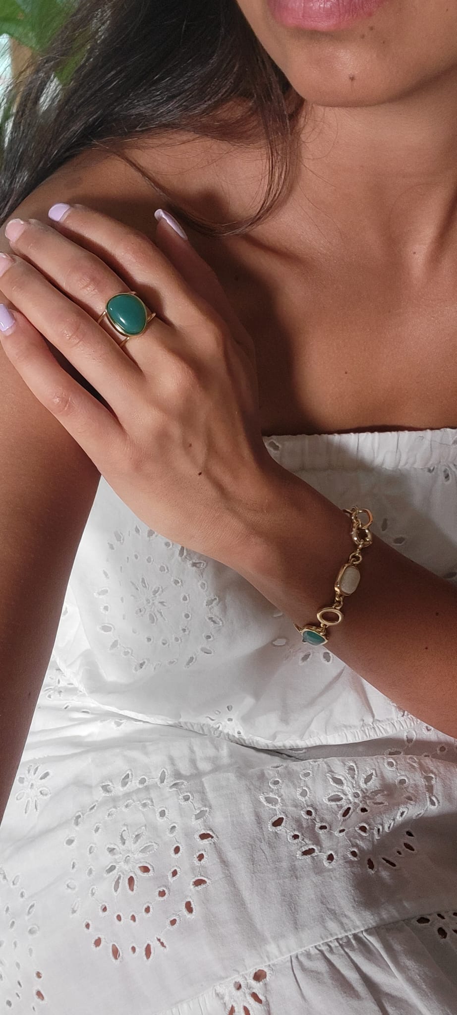 Green Agate Statement Ring