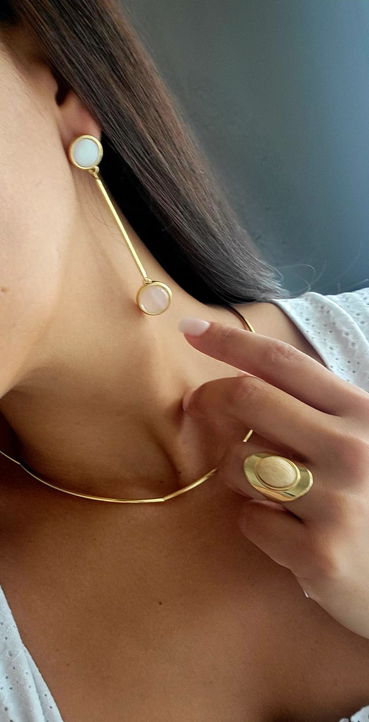 Amazonite Beige Statement Ring