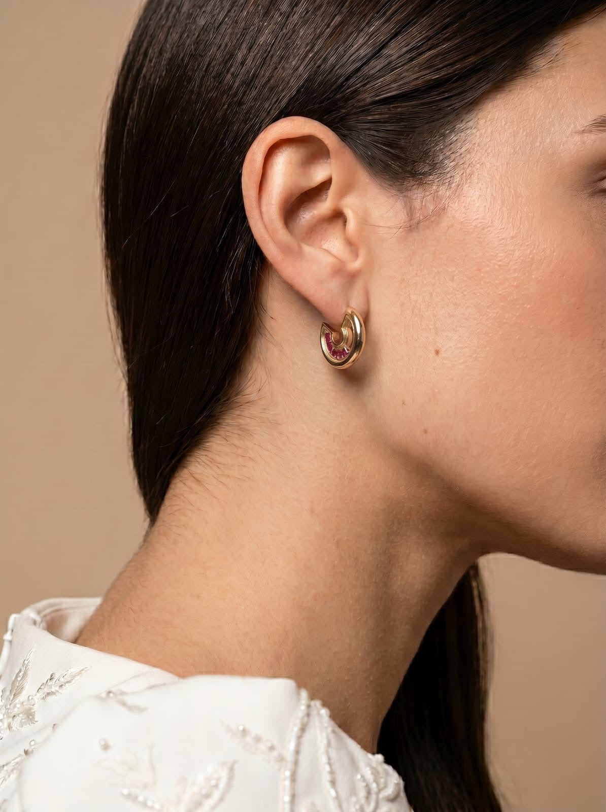 Pink Sparkle Gold Hoops