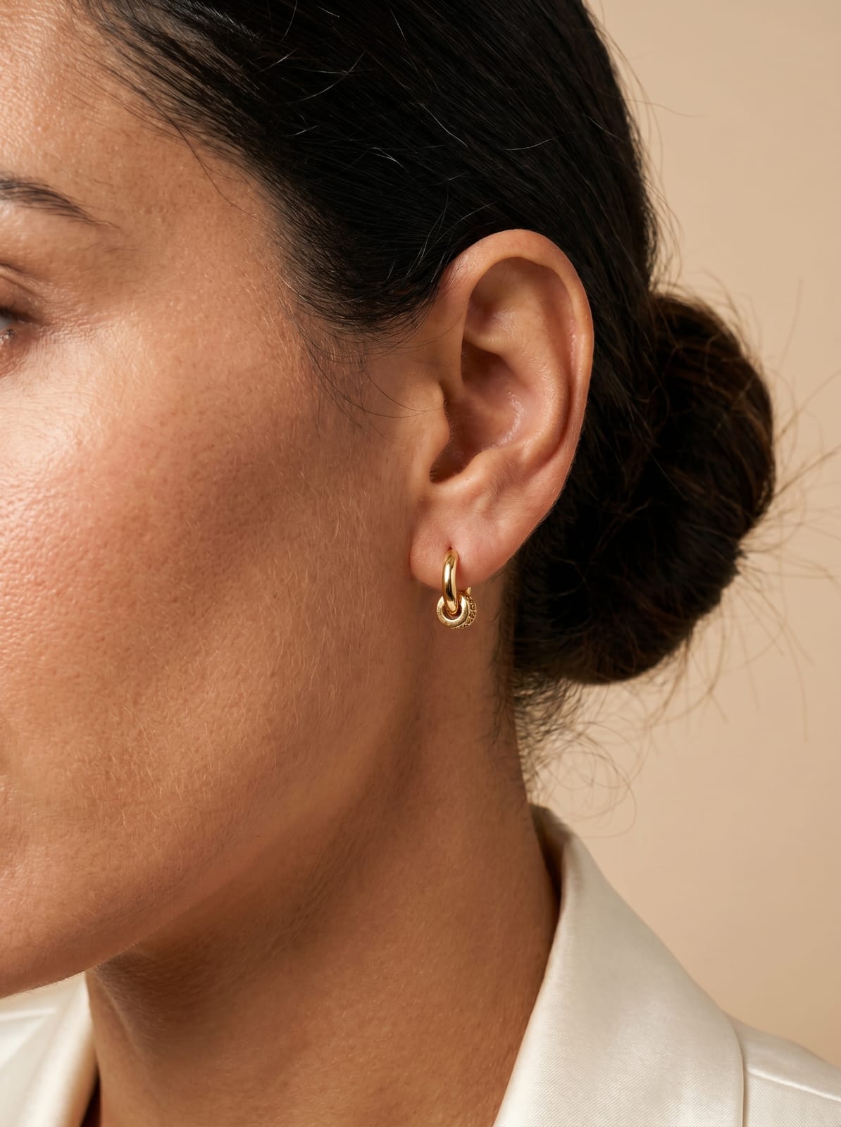 Gold Pavé Charm Huggie Hoop Earrings