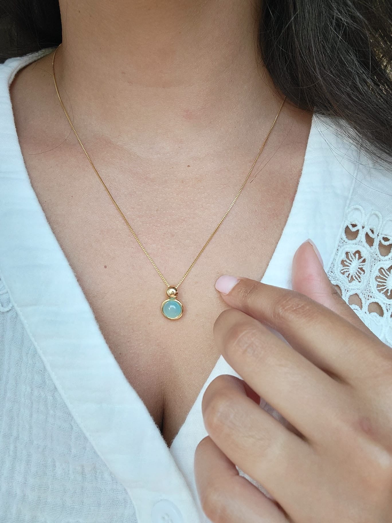 Aqua Agate Pendant Necklace