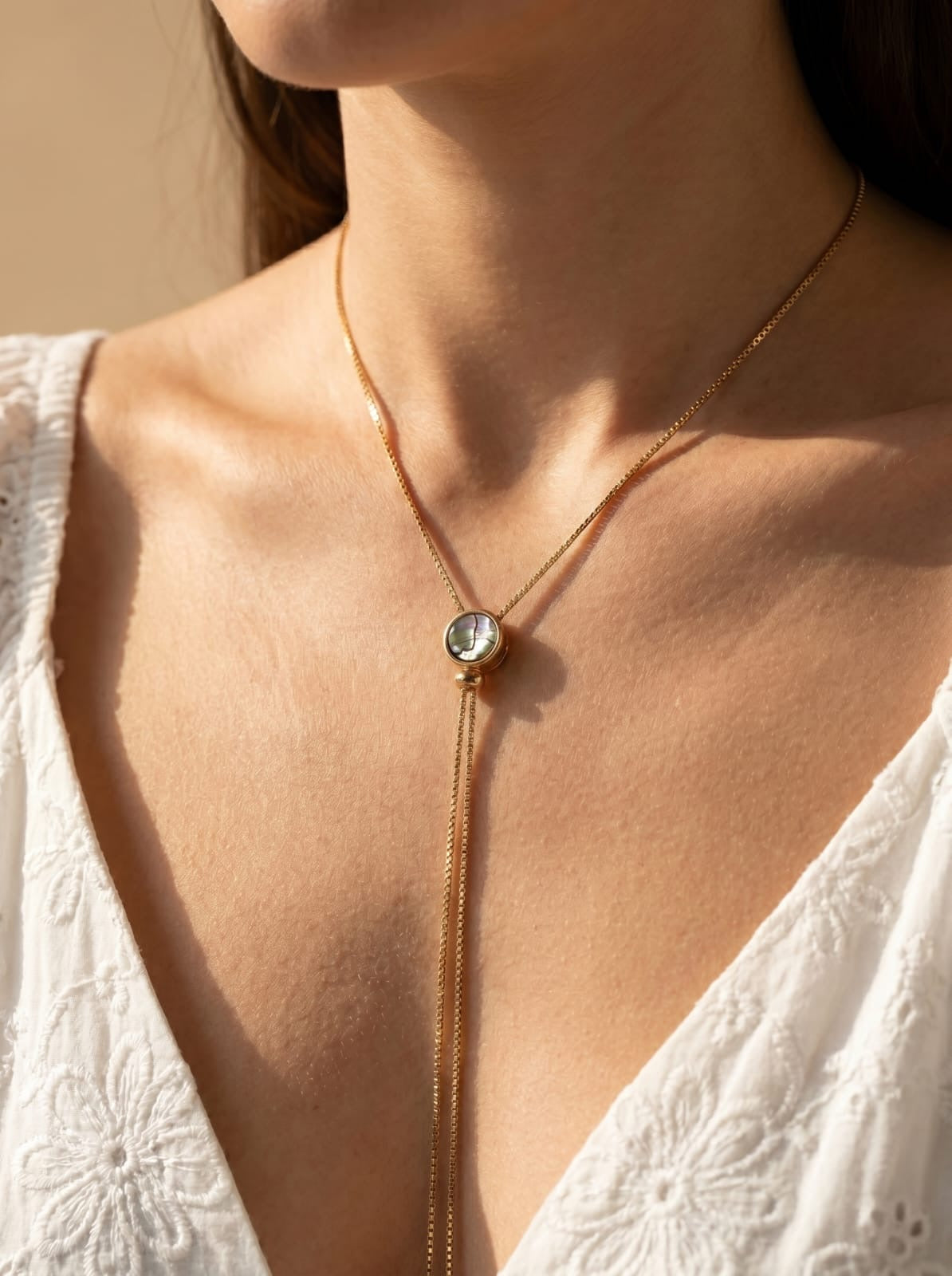Abalone Lariat  Reversible Necklace